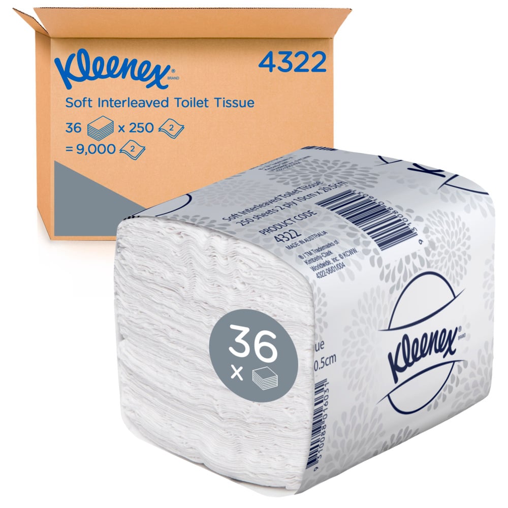 Kleenex Toilet Tissue Interleaved Soft 2 Ply 20.5 X 10cm Carton Of 36
