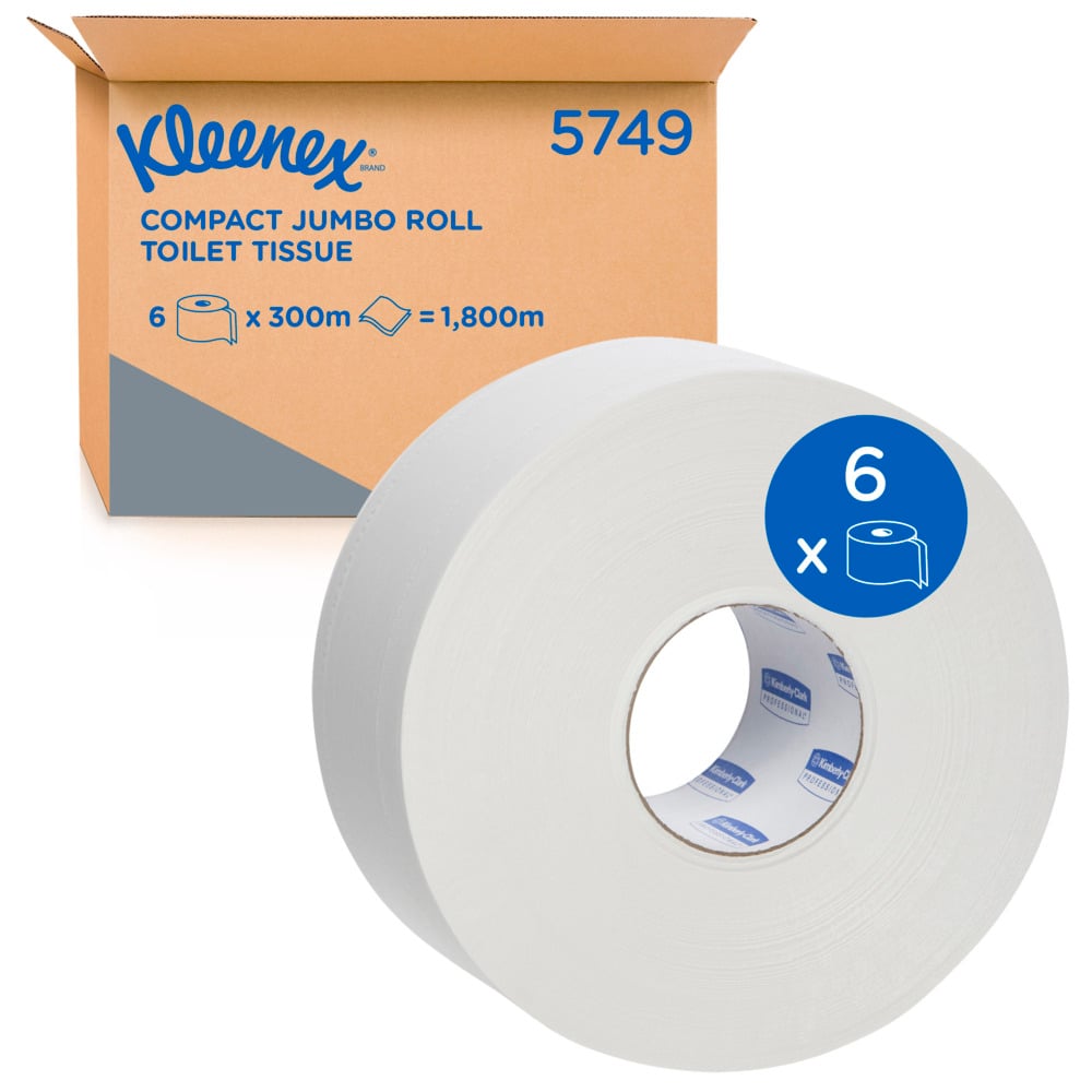 Kleenex Toilet Tissue Jumbo 2 Ply 300m Carton Of 6