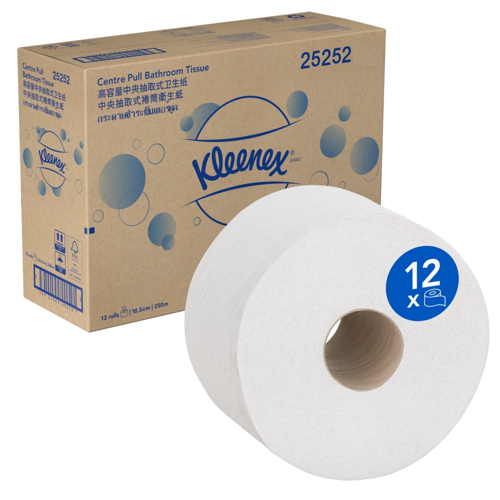 Kleenex Centre Pull Toilet Tissue 2 Ply 250m Roll Carton Of 12