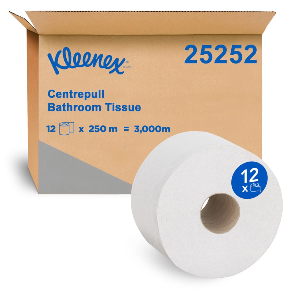 Kleenex Centre Pull Toilet Tissue 2 Ply 250m Roll Carton Of 12