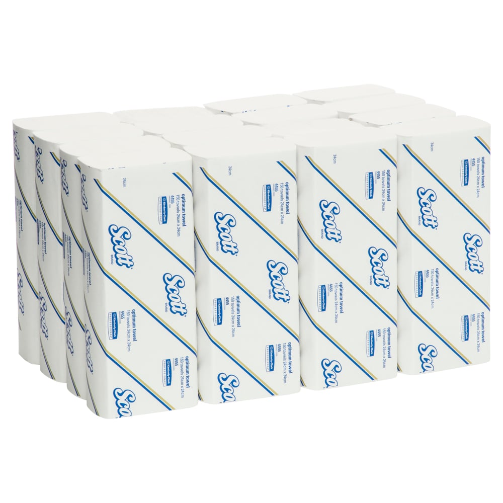 Scott Optimum Hand Towel White 24cm X 24cm Carton Of 16