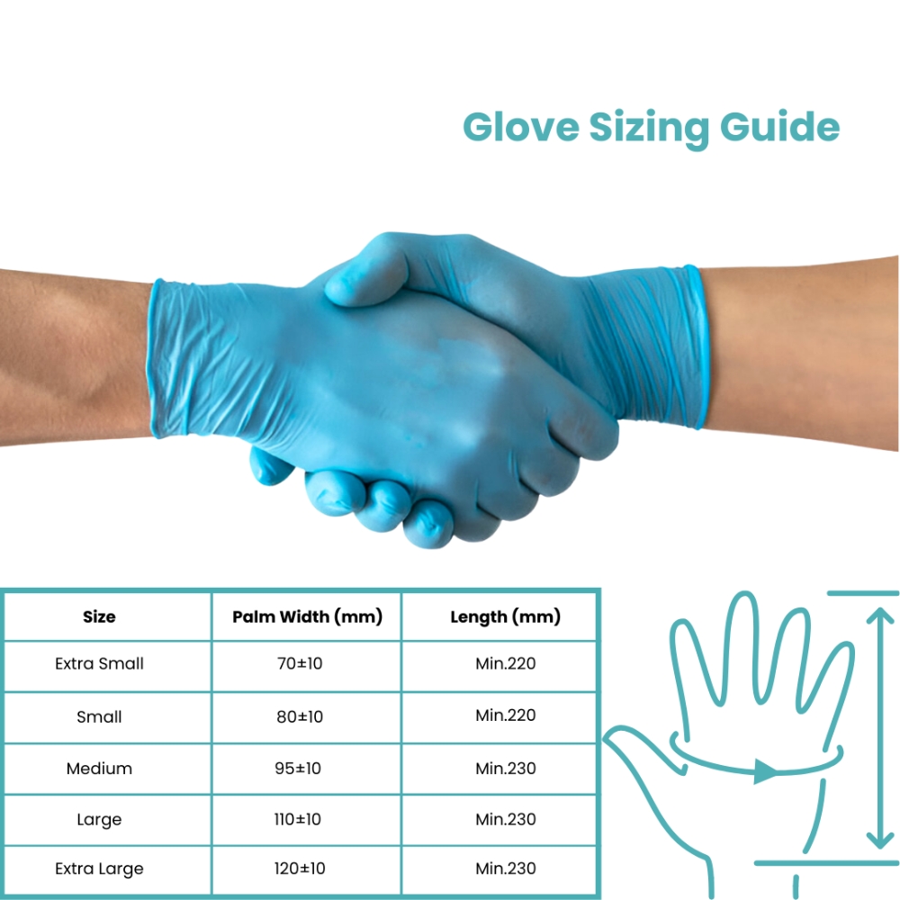 Handicare Examination Nitrile Single Use Powder Free Blue Gloves Box Of 100