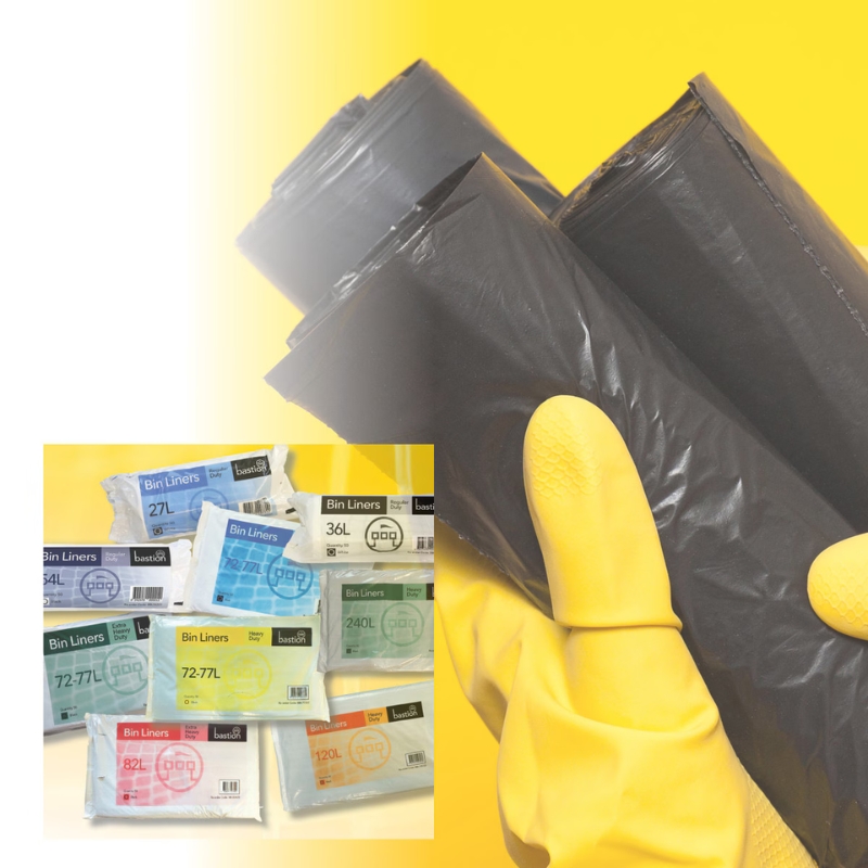 Bastion Extra Heavy Duty Bin Liners 82 Litre Black Carton Of 200