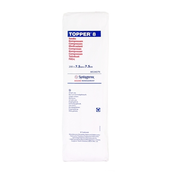 Topper 8 Non-Woven Gauze 7.5 x 7.5cm Non-Sterile Pack Of 200