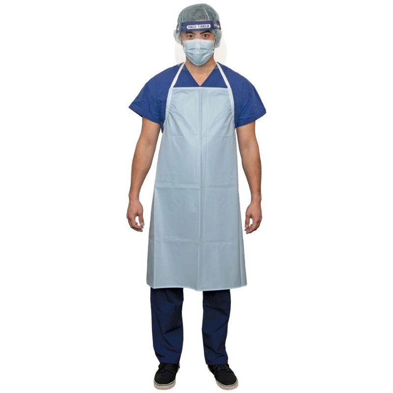 Haines Heavy Duty Reusable Staff Apron Light Blue Regular
