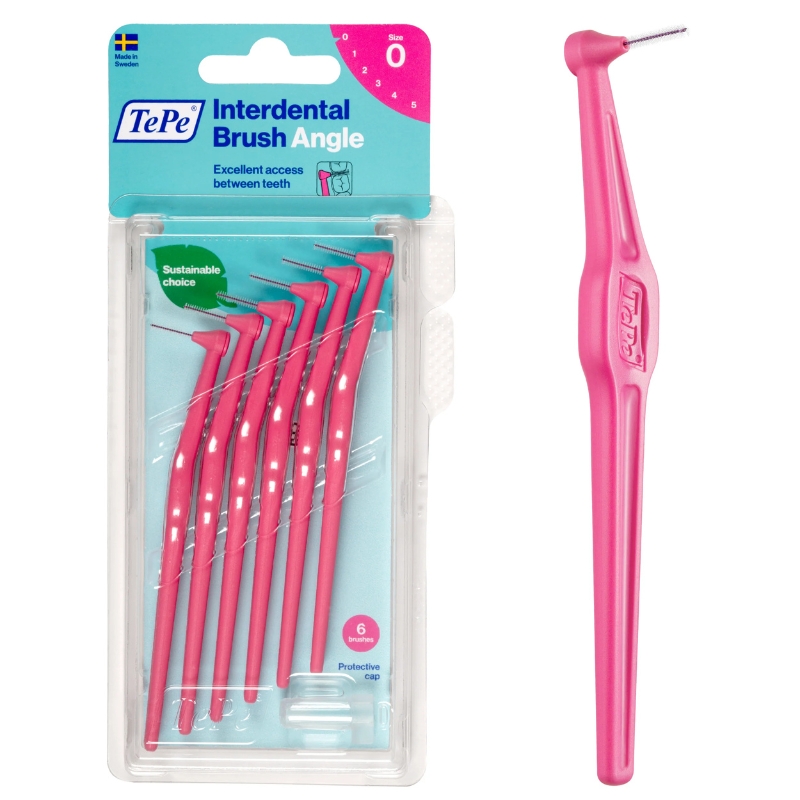 TePe Interdental Brush Angle XXXX-Fine Pink 0.4mm Pack Of 6