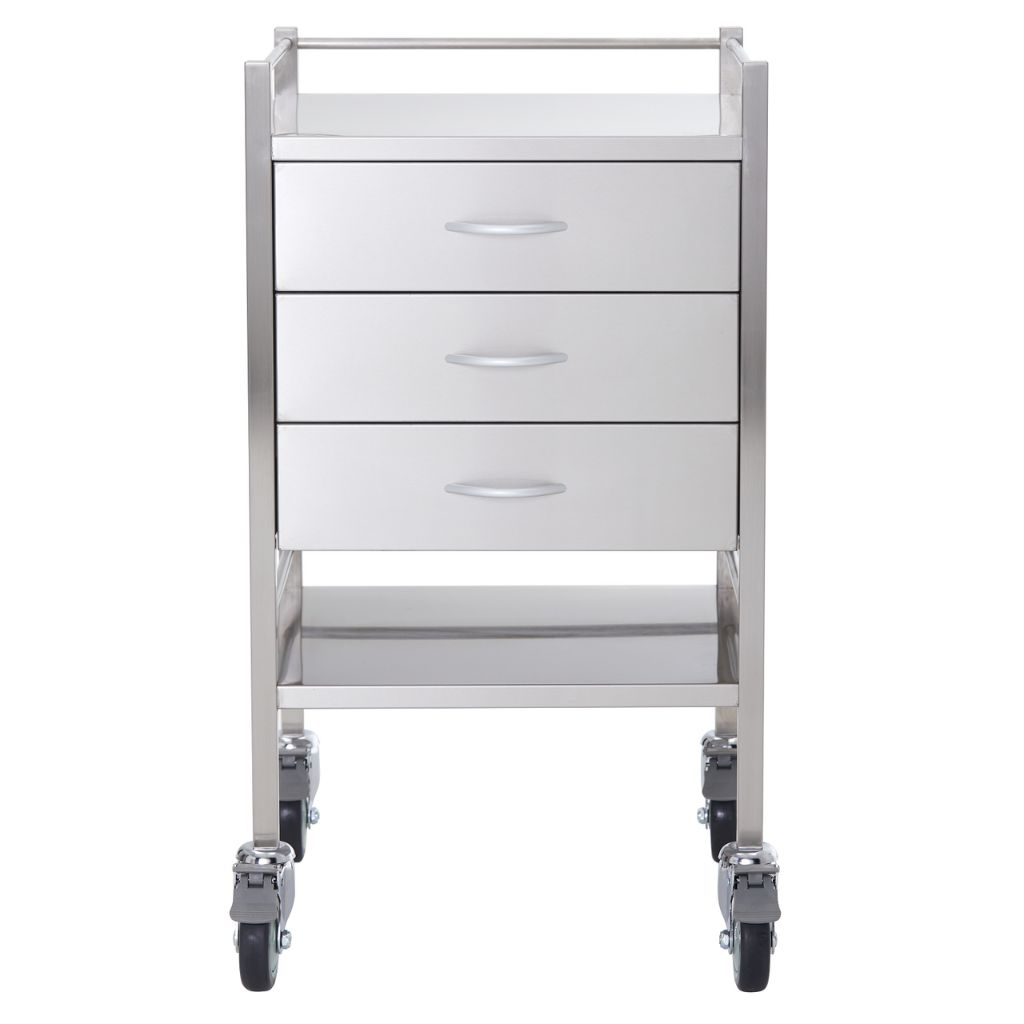 Pacific Medical Stainless Steel Trolley Single 3 Drawer