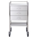 Pacific Medical Stainless Steel Trolley Single 3 Drawer