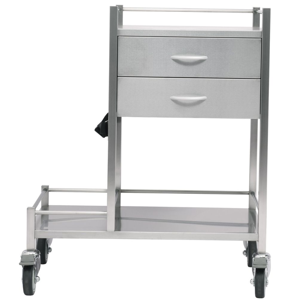 Pacific Medical Stainless Steel Oxygen Trolley Single 2 Drawer