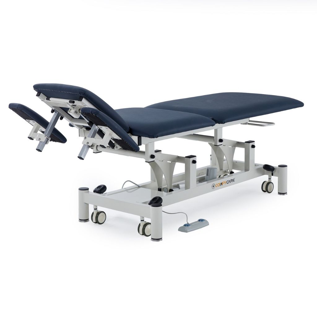 Pacific Medical 5 Section Electric Hi Lo Treatment Couch No Postural Drainage Navy Blue