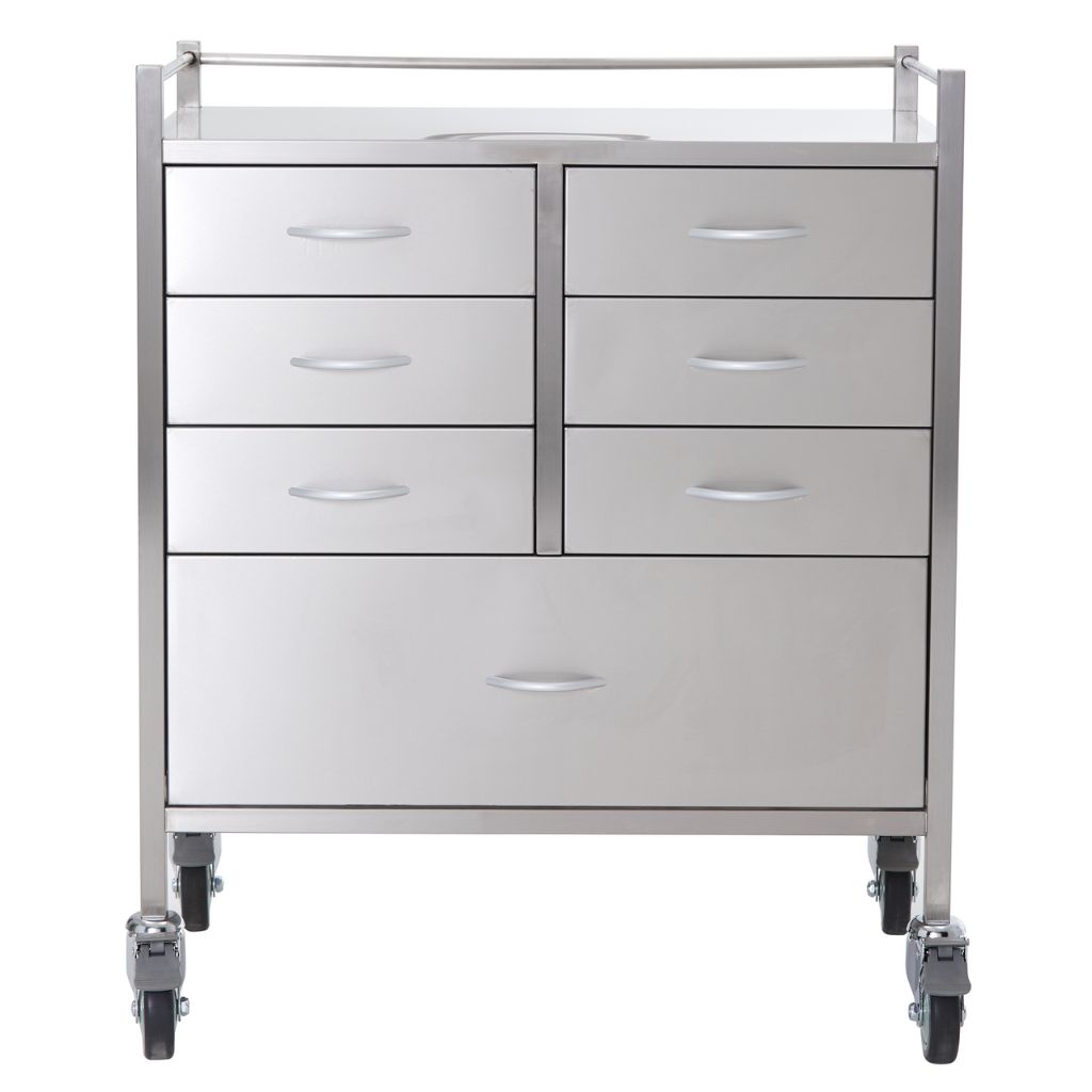 Pacific Medical Stainless Steel Resuscitation Trolley 7 Drawer