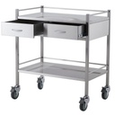 Pacific Medical Stainless Steel Trolley Double 2 Drawer Side By Side