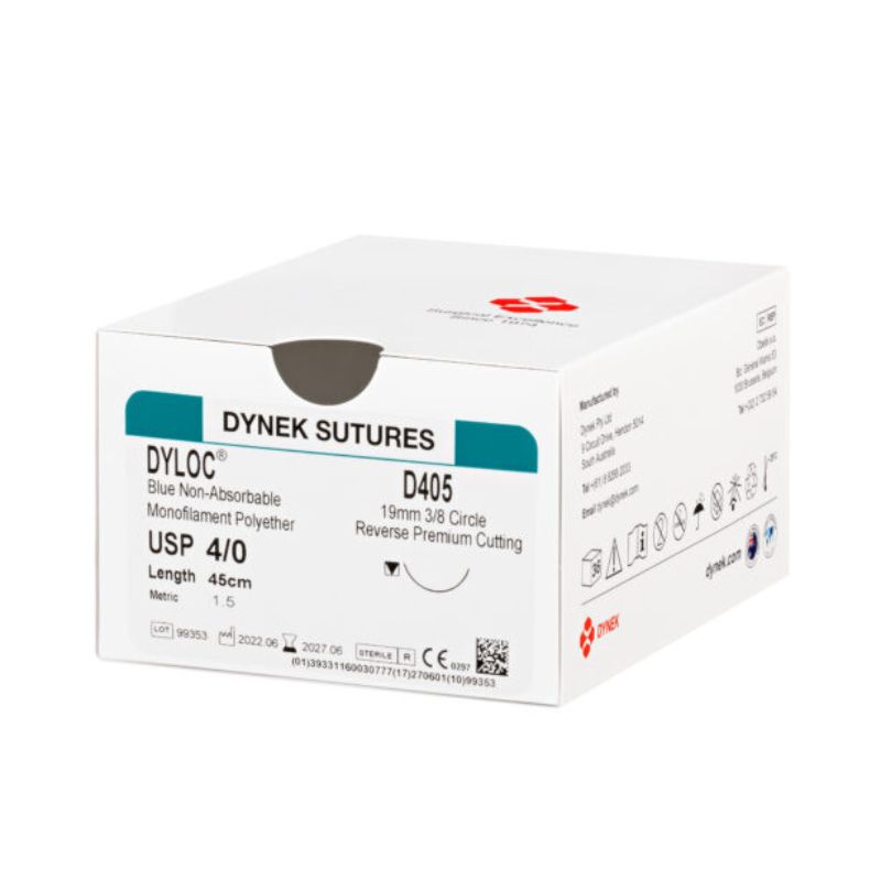 Dynek Dyloc Synthetic Non Absorbable 5/0x45cm On 12mm 3/8 Box Of 36
