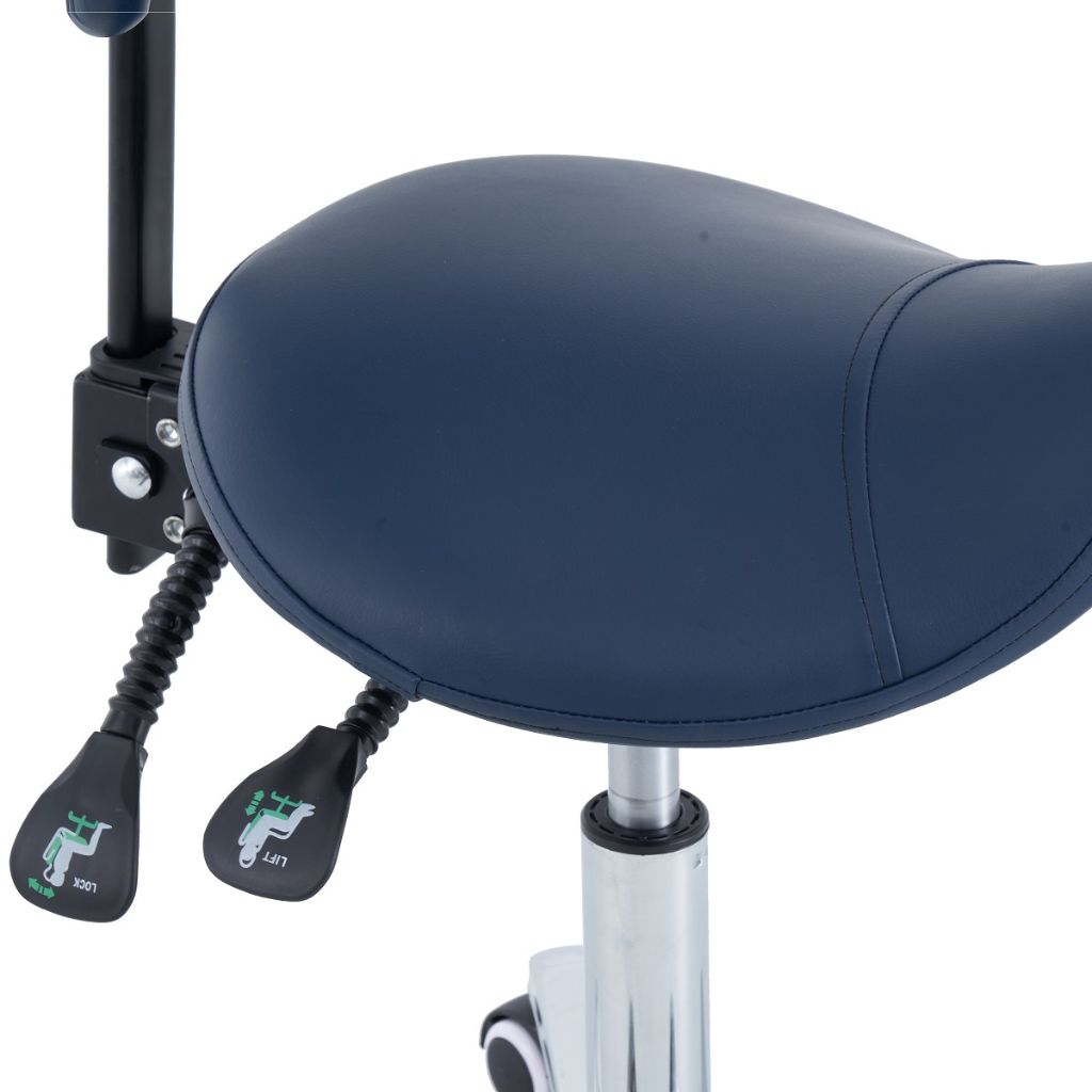 Pacific Medical Saddle Stool With Backrest Navy Blue