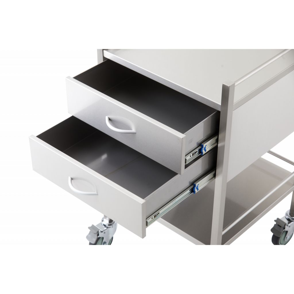 Pacific Medical Stainless Steel Trolley Single 2 Drawer
