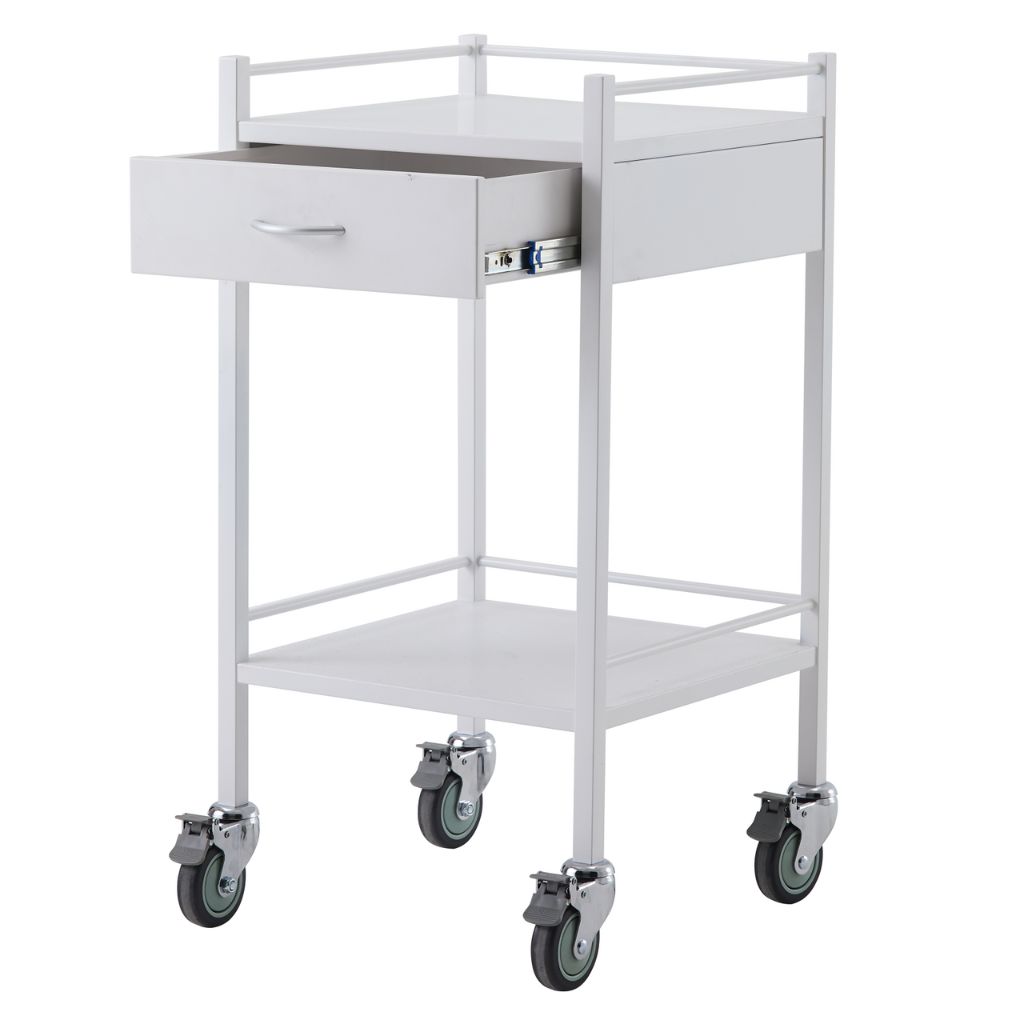 Pacific Medical Powder Coated Steel Trolley Single 1 Drawer