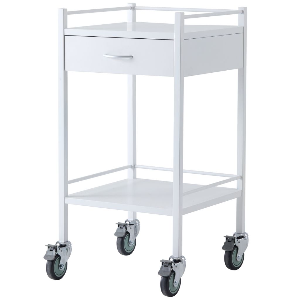 Pacific Medical Powder Coated Steel Trolley Single 1 Drawer