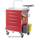 Pacific Medical Emergency Medical Trolley 5 Drawer Red