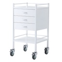 Pacific Medical Powder Coated Steel Trolley Single 3 Drawer