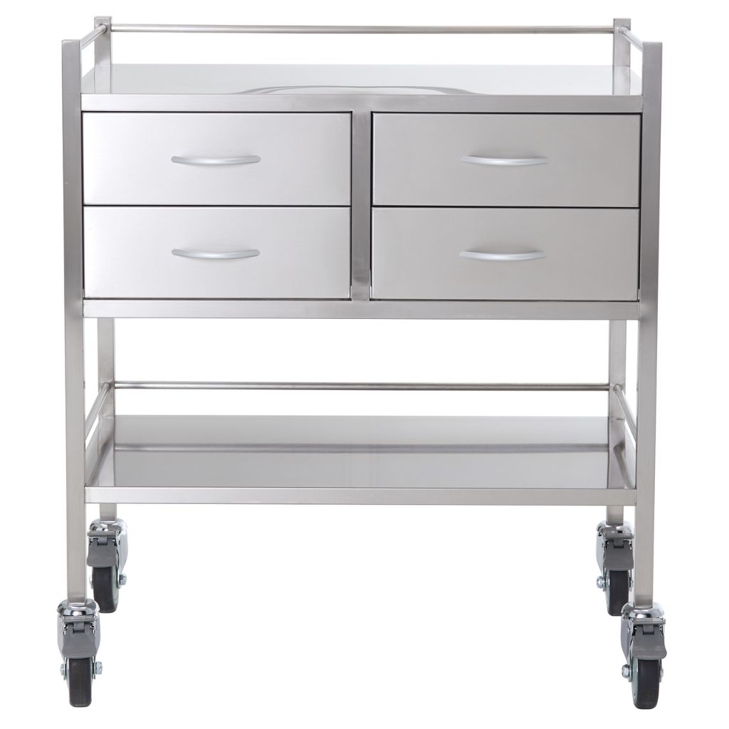 Pacific Medical Stainless Steel Trolley Double 4 Drawer 2 Over 2