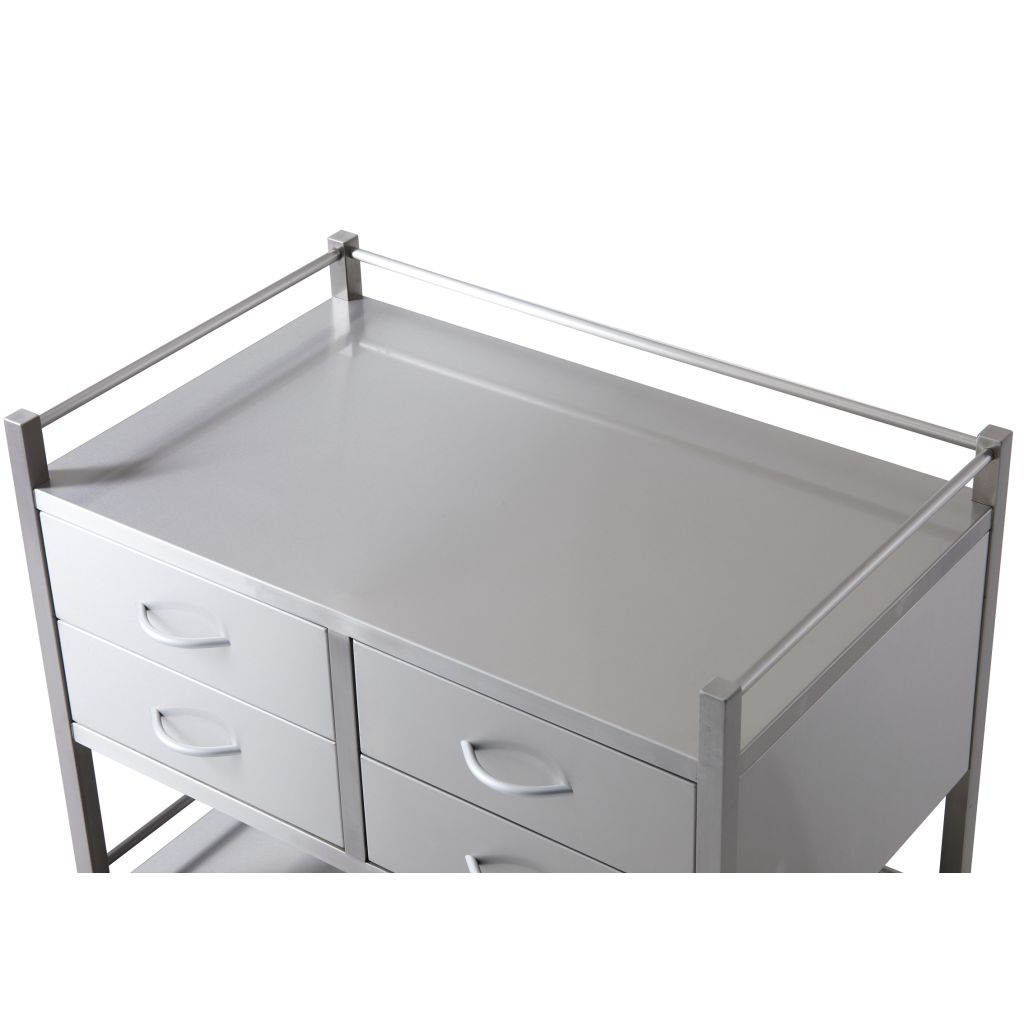 Pacific Medical Stainless Steel Trolley Double 4 Drawer 2 Over 2