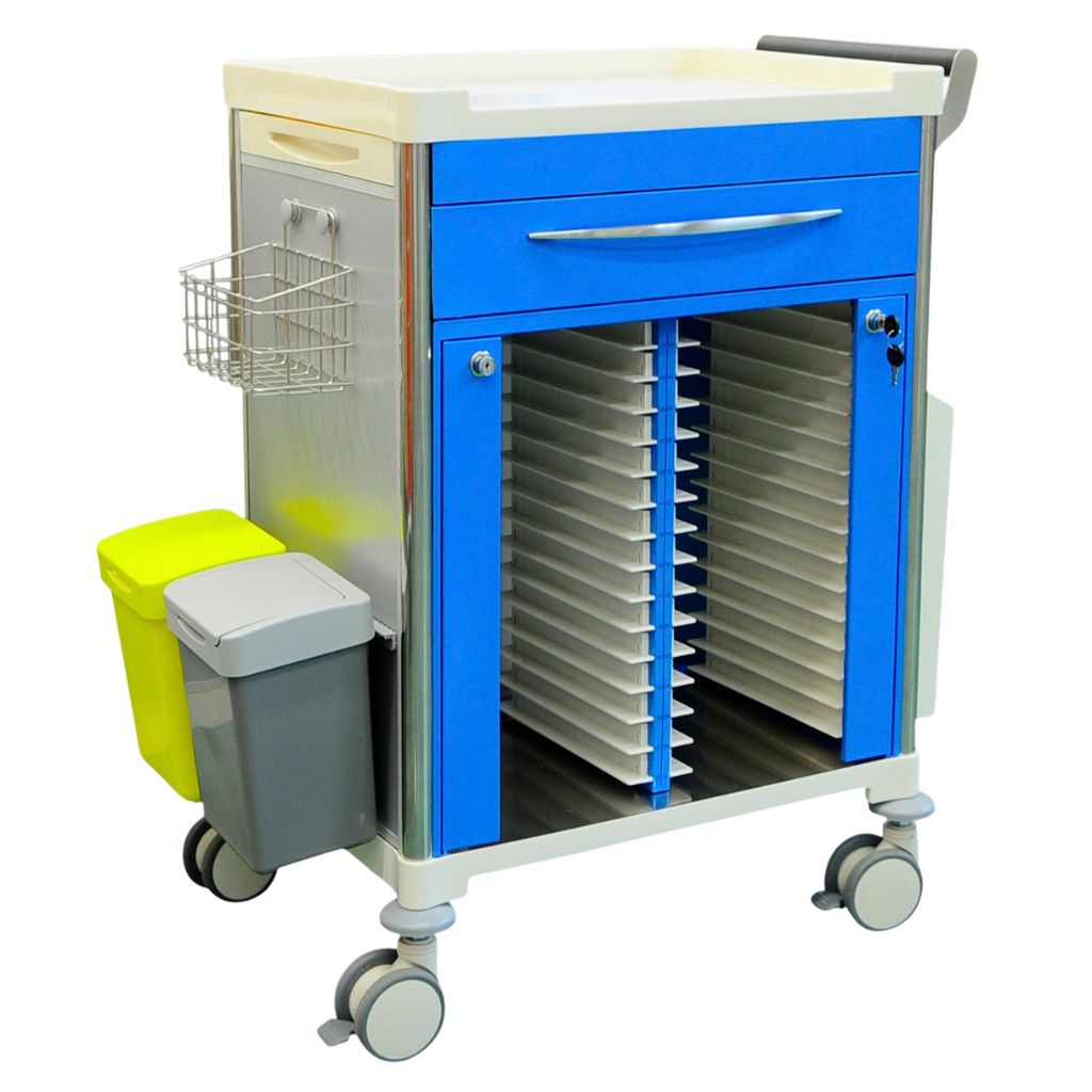 Pacific Medical Medical Records Trolley 1 Drawer Blue
