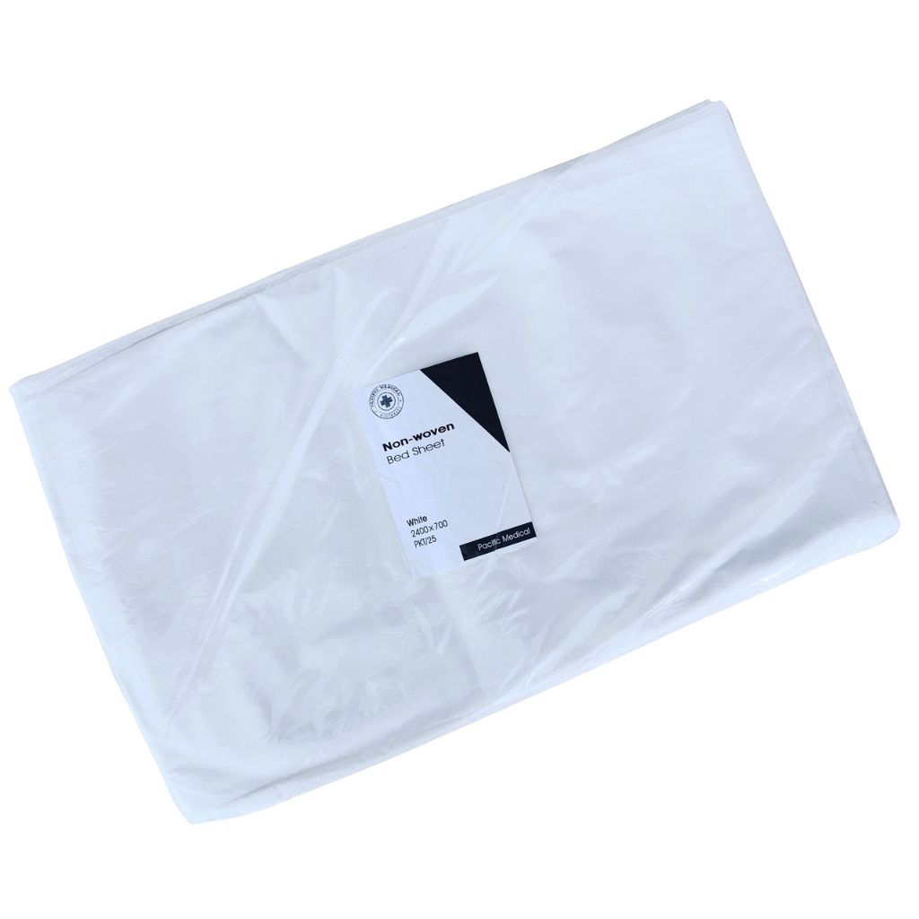 Pacific Medical Bed Sheets Non-Woven White 40gsm PP 2400x700mm Carton of 100