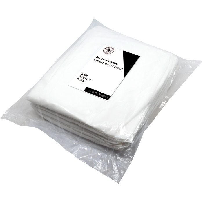 Pacific Medical Bed Sheets Non-Woven White 40gsm PP 2000x750mm Carton of 100