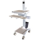 Pacific Medical Mobile Worstation Medical Trolley With Printer Shelf White