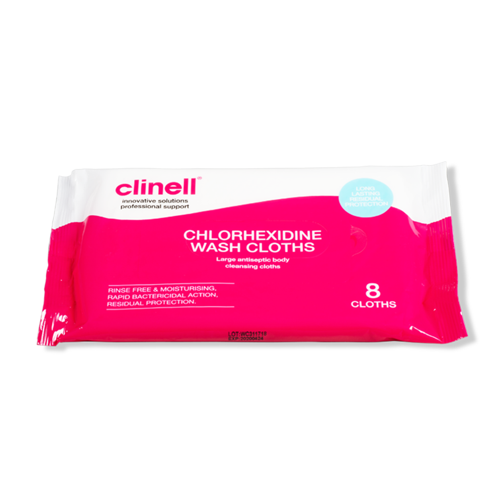 Clinell Chlorhexidine Wash Cloths Pack Of 8