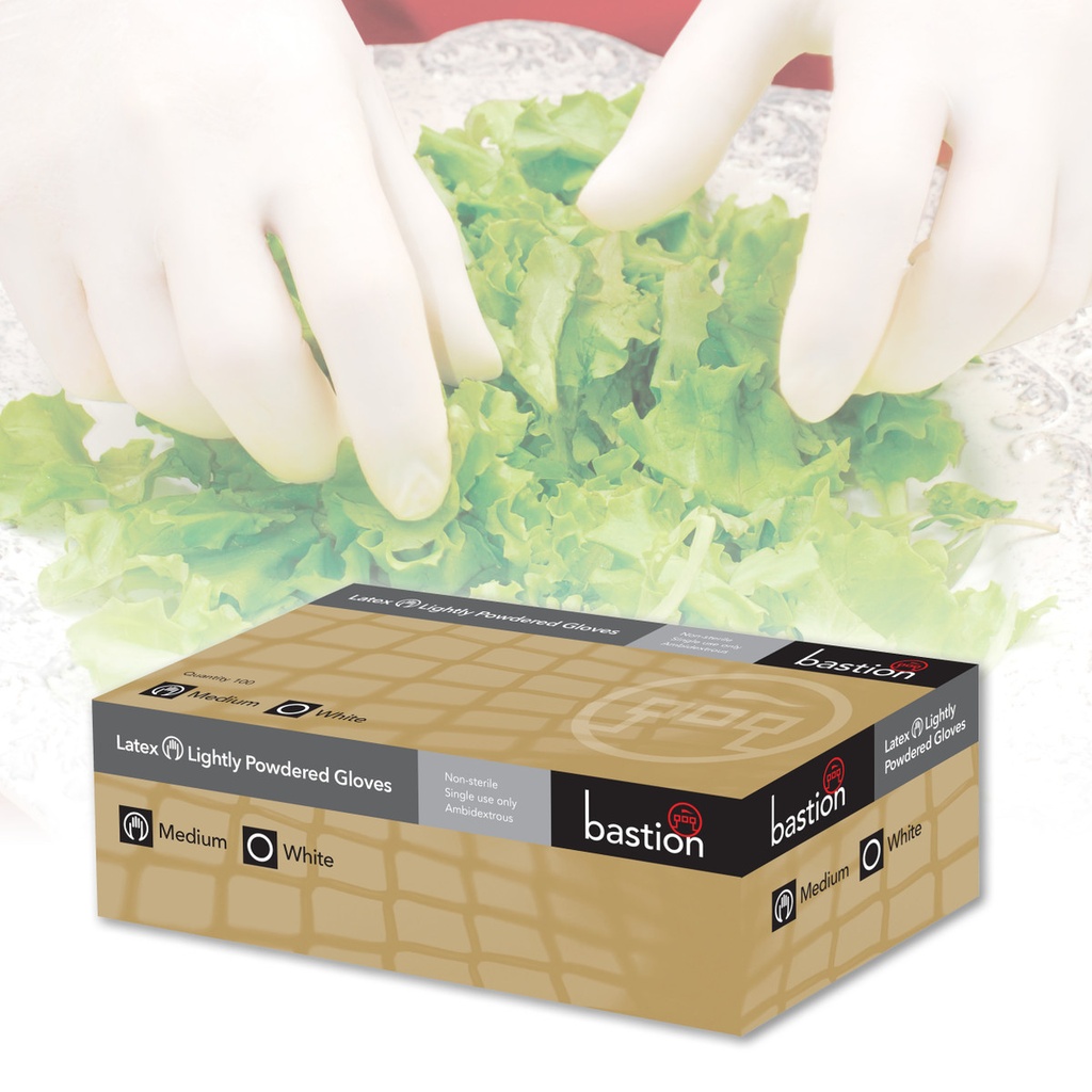 Bastion Latex Lightly Powdered Smooth Gloves White Large Carton Of 1000