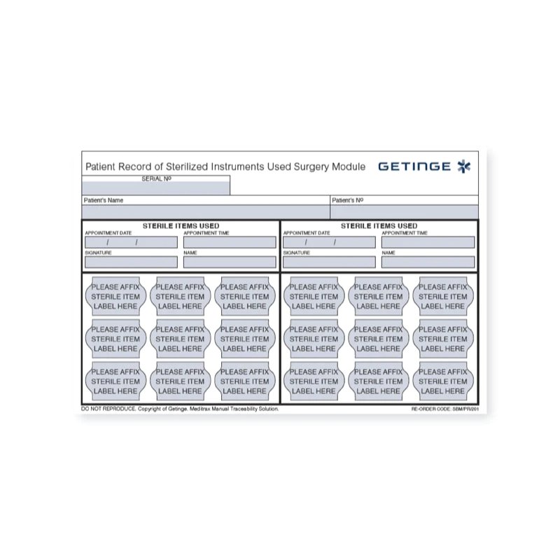 Getinge Surgery Patient Record Sheet Pad 6034322222