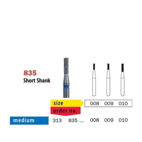 Diaswiss Diamond FG Short Shank Flat Fissure Bur 313 835 008 Medium Pack Of 5