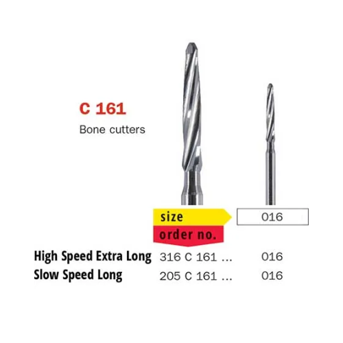 Diaswiss FG Surgical X-Long Bone Cutter Carbide Lindemann 316C 161 016 Pack Of 5