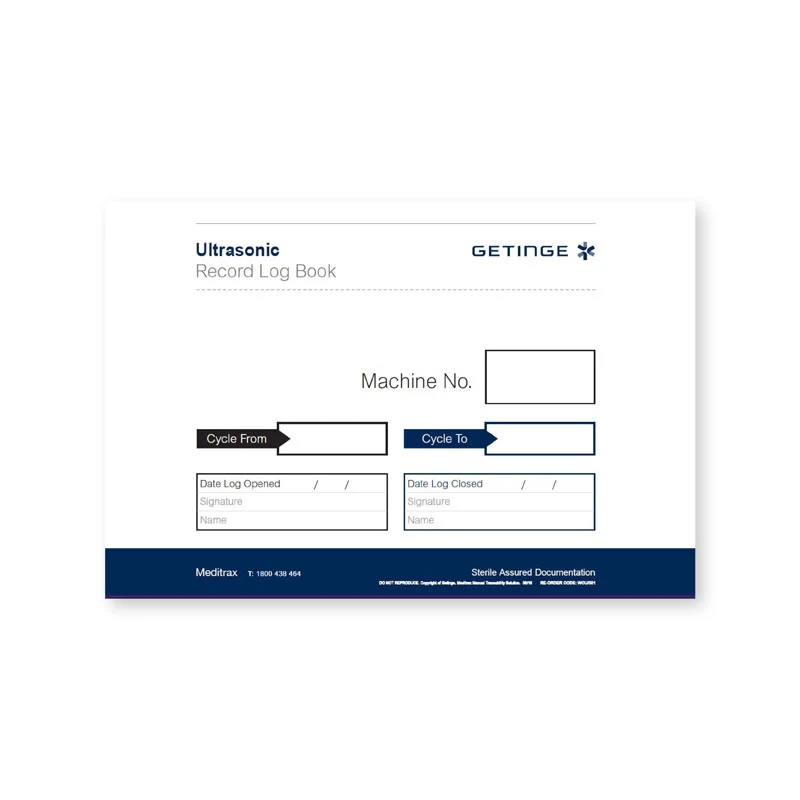 Getinge Meditrax Ultrasonic Record Log Book 6034322224