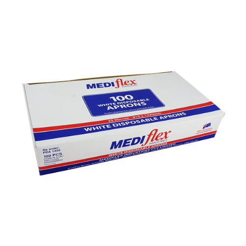 Mediflex Poly Disposable Aprons White Pack Of 100
