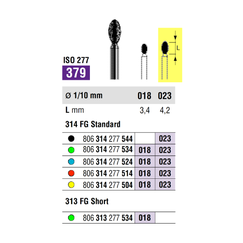 SS White Diamond FG Football Bur 314 379 023 Coarse Pack Of 5