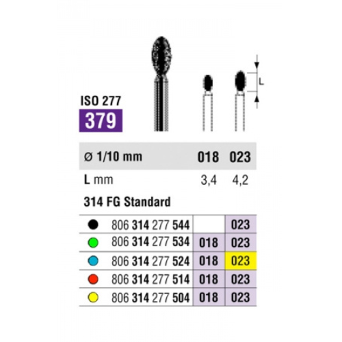 SS White Diamond FG Football Bur 314 379 524 023 Medium Pack Of 5