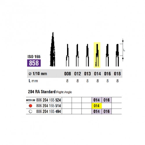 SS White Diamond RA Needle Bur 858 514 014 Fine Pack Of 5