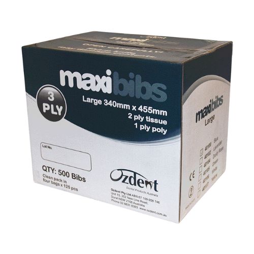 Maxi Bibs 2 Ply + 1 White Poly 330x400mm Carton Of 400