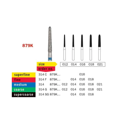 Diaswiss Diamond FG Tapered Torpedo Bur 314 879K 534 016 Coarse Pack Of 5