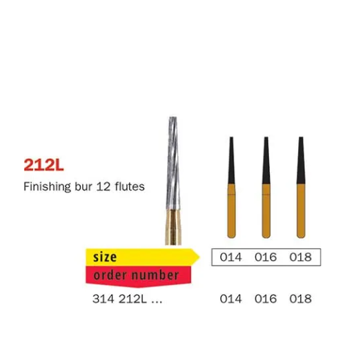 Diaswiss FG Tungsten Carbide Finishing 12 Fluted Bur 314 212 016 Pack Of 5