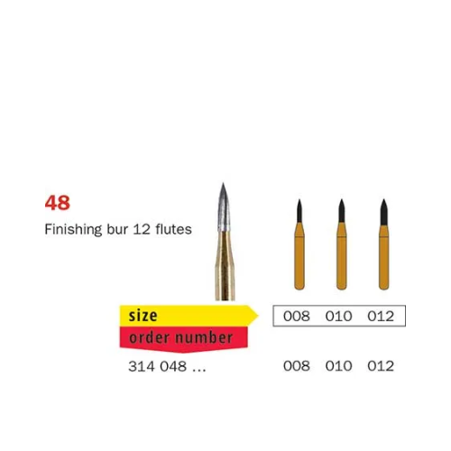 Diaswiss FG Tungsten Carbide Finishing 12 Fluted Bur 314 048 012