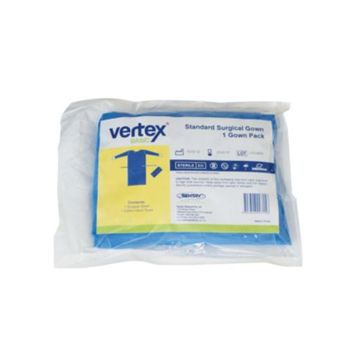 Vertex Basic Standard Surgical Gown Level 2 Blue Small Pack Of 20