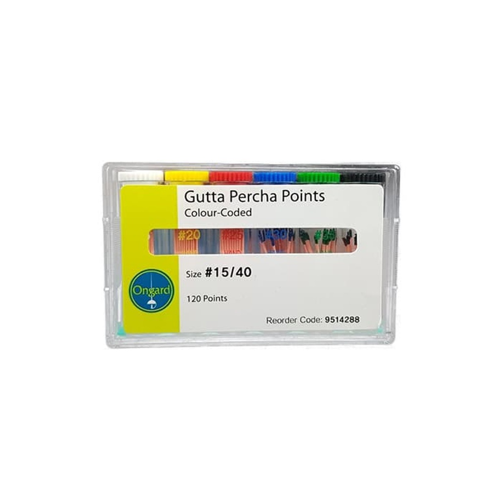 Ongard GP Gutta Percha Points Colour Coded 15-40 Pack Of 120