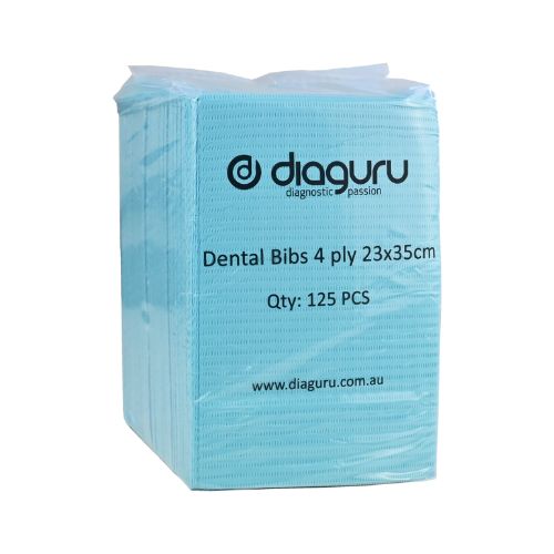 DiaGuru Bibs 4 Ply 33x45cm Large Blue Carton Of 500