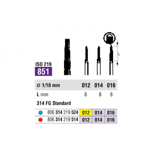 SS White Diamond FG Endo Safe End Taper Bur 314 851 012 Medium Pack Of 5