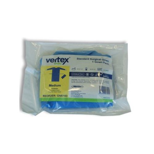 Vertex Basic Standard Surgical Gown Level 2 Blue Medium Pack Of 20