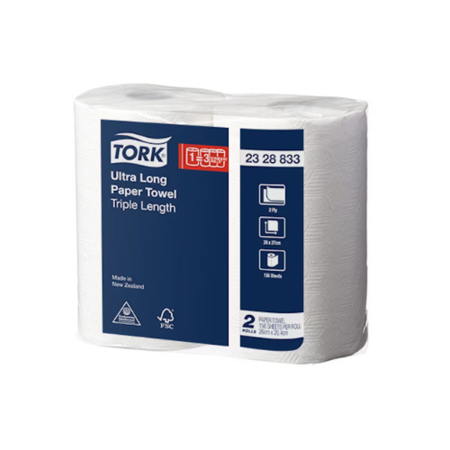 Tork Ultra Long Paper Towel 2 Ply 156 Sheets 2328833 Pack of 8 Rolls