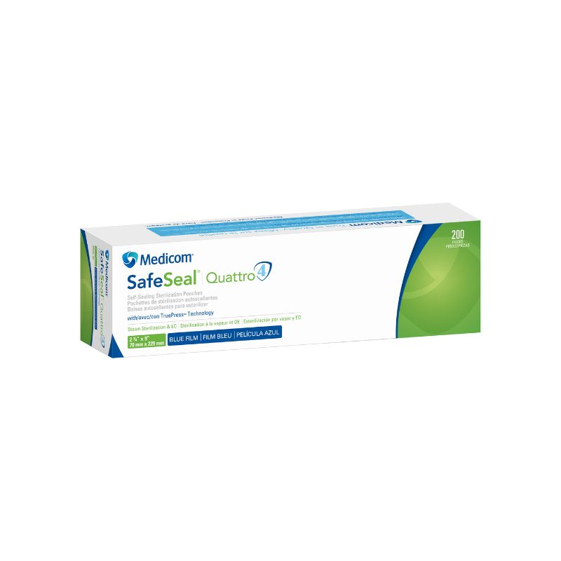 Medicom SafeSeal Quattro Self Sealing Sterilisation Pouches 70x229mm Box Of 200